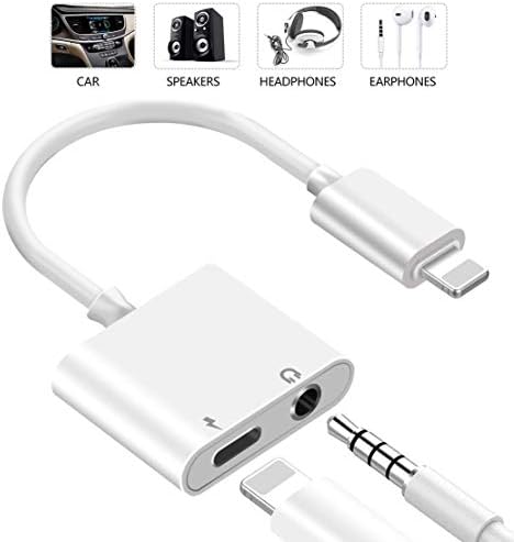 (Apple MFi Certified) Lightning to 3.5mm Headphone Adapter for iPhone 8/8Plus,2 in 1 Lightning to 3.5mm Earphone Audio & Charger Splitter Adapter Compatible for iPhone 11/11 Pro/X/XR/XS/8 7 6 Plus