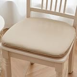 DECORN Cojines de Silla Almohadillas de Cocina sin Deslizamiento Resistentes al Agua Cubierta extraíble con Empate para Silla de Oficina Silla, 2 Piezas,Beige,17.7'x16.9'