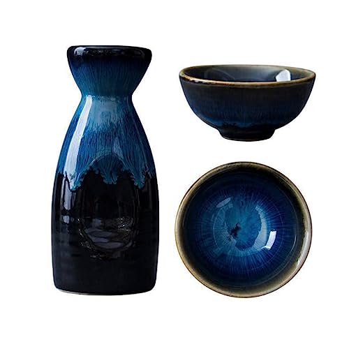 TOPBATHY 1 Juego Conjunto Vino la Vendimia Tazas Sake cerámica Japonesa Botella Sake cerámica Botella Bebida Sake Caliente Taza café cerámica Tazas Cafe