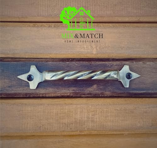 Image of Mix&Match Cast Iron Twisted Handle - 6 Inch Antique Brass Finish | Rope Style Cabinet, Wardrobe, Cupboard & Furniture Door Handle | Pack of 10 Pcs with Screws