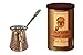 Caffettiera turca in rame con caffè turco Mehmet Efendi (250 ml, 3 tazze + 250 gr caffè)