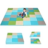 Kids Play Mat Foam Play Mat for Baby, Foldable Baby Foam Play Mat, Waterproof Non-Slip PVC Crawling