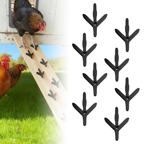 Chicken Ramp Feet Cleats Set of 8 Black Chicken Cleats Chicken Coop Accessories for Coop Ladders & Hen House Decor Includes Hardware for Easy InstallationExcludes Coop Ladders
