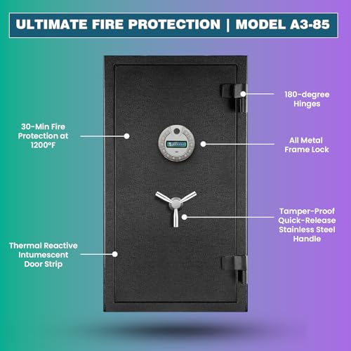 [Genuine Fireproof] 9.8 Cub Extra Large Biometric Waterproof Fireproof Safe for Home, [Dual Mode] 124 Lbs Heavy Duty Fire Proof Safe for Document Business Office