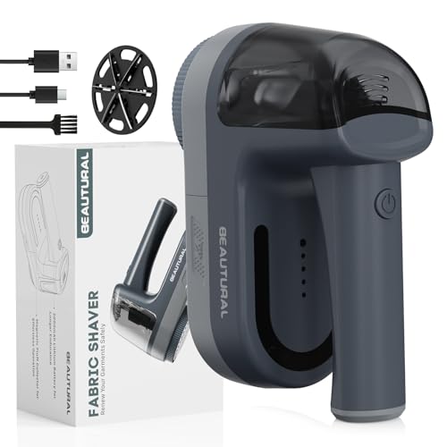 BEAUTURAL Fusselrasierer Elektrisch, USB-C Aufladbarer Fusselentferner 2 Geschwindigkeiten Einstellbar 2000mAh Akku für Kleidung und Verschiedene Stoffe