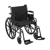 Lightweight 20" Wheelchair, Black, Detachable Flip Back Desk Arm, Swing Away Foot Rest, 300 Lb. Capa