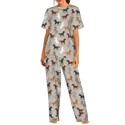 Pyjama 2 pièces femme haut de gamme en maille fluide douce avec pantalon long élégant