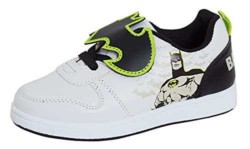 DC Comics Zapatillas deportivas de Batman para niños Touch Fasten Casual Blanco Skate Zapatillas...