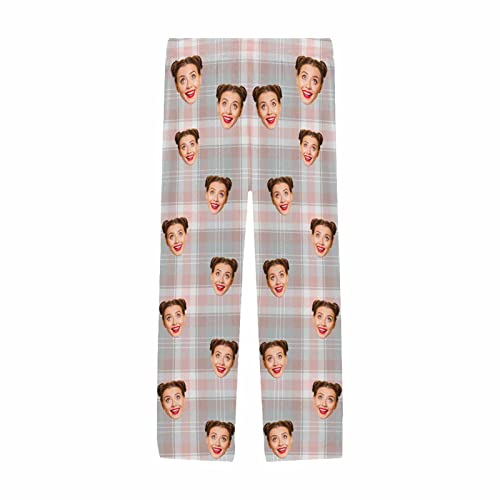 Personalized Photo Face Pajama Pants for Men Custom Plaid Stripes Pajama Sleepwear Bottoms with Pockets3
