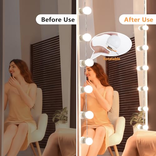 AIBOO Vanity Lights for Mirror, 16 Bulbs Makeup CCT Lighting, Dimmable Brightness & Adjustable Color Temperature, Plug in Stick on for Makeup Dressing Room Bathroom (Mirror Not Included)