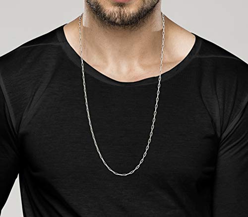 Image of Miabella Italian Solid 925 Sterling Silver, 18Kt Gold Plated 2.5mm Paperclip Link Chain Necklace for Women Men, Made in Italy