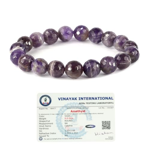 Image of Reiki Crystal Products Certified Natural Crystal Stone Diamond Cut /Faceted 10 mm Beads Bracelet for Men & Women | Reiki Charged Gemstone Jewellery | Multiple Stone Variants Available