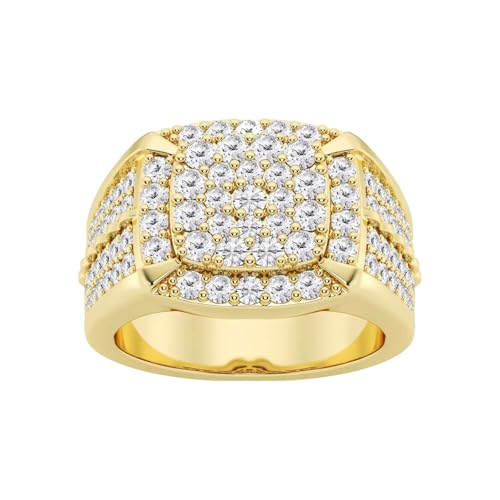 10K 14K 18K Gold Men's Diamond Engagement Ring Mico Pave Cluster Diamond Ring for Men Size 4-16