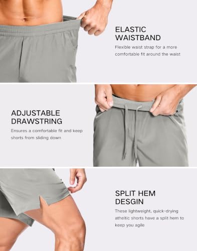 Image of GGJ Men's Lightweight Athletic Shorts with 2 Zipper Pockets 7 inch /9 inch /5 inch Gym Workout Running Quick Dry Tennis Shorts for Men