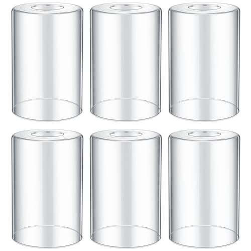 Image of Teenyyou 6 Pcs Clear Glossy Glass Shade Replacements for Pendant Light Fixtures Glass Lamp Shade Cover, 1-5 /8 Inch Fitter E26 Base, 4 inchw x 6 inchh, Replacement Lamp Globe for Chandelier Wall Sconce