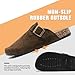 DDXYYDS Suede Clogs Men & Women Unisex Leather Mules Soft Cork Footbed Adjustable Buckle Slip Sandals Potato Shoes with Arch Support Dark Brown