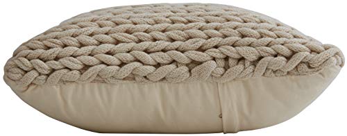 Cheer Collection Chunky Cable Knit Throw Pillow, 18" X 18" Decorative Couch Pillow (Taupe) #TOP2