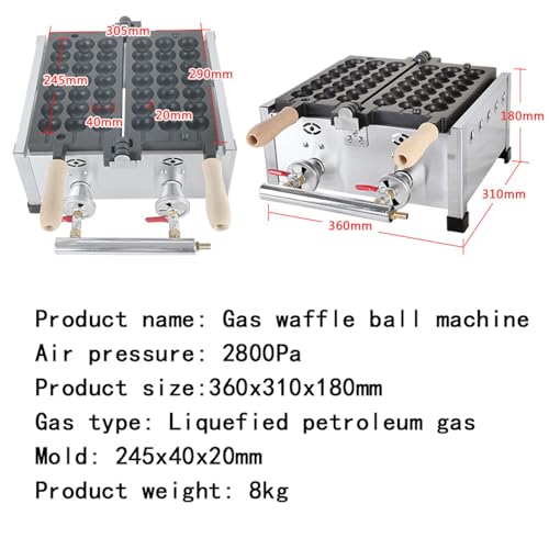 Gaufrier à Bulles, gaufrier à gaz en Acier Inoxydable avec revêtement antiadhésif, Chauffage Double Face pour boulangeries, Restaurants, kiosques, cantines.,