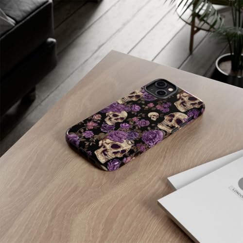 Coque iPhone 14 Plus roses violettes crânes pour look branché