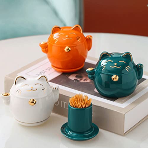 Contenant de cure-dents chaton en céramique chic et distributeur de table - 4