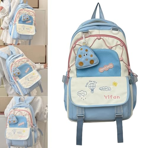 Mochila escolar de gran capacidad con monedero y compartimentos de nailon resistente 2