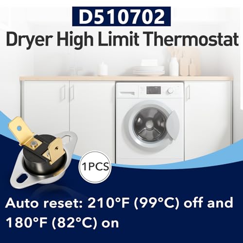 Image of D510702 Dryer High Limit Thermostat for Speed Queen, Alliance Laundry, Huebsch Commercial Washers and Dryers, Replace D510702 61886 915728 AP6285127