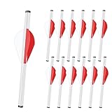 LEANPRO 12-Pack Shrink Fletch with 2 Inch Vanes, Stretch Arrow Wraps Universal Fit for Arrows and Bolts, DIY Archery Fletching Tool (Clear White/Red)