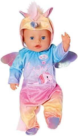 BABY born Fantasy Unicorn Onesie for 43 cm Dolls - Easy for Small Hands, Creative Play Promotes Empathy and Social Skills, For Toddlers 3 Years and Up - Includes Fluffy Mane, Unicorn Horn and Pocket