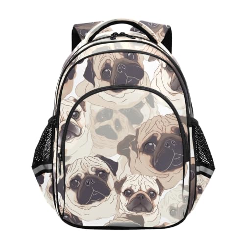 Sac à dos enfant carlin chiot triste, le tendre cartable pour l'école