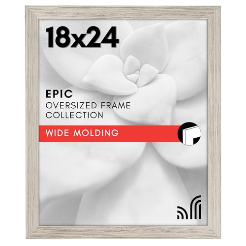 Americanflat 18x24 Poster Frame with Polished Plexiglass - Wide Picture Frames Made of Engineered Wood for Vertical or Horizontal Wall Display - Epic Collection - Driftwood