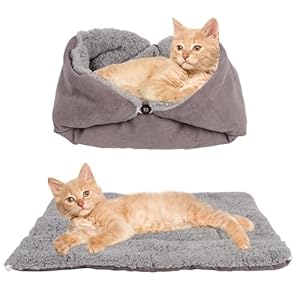 Lollanda Katzenbett Matte, 3 in 1 Katzenkissen, 70 x 50cm Waschbar Katzenbett Flauschig, Warme Hundematten für Kleine Hunde, Beideseitig Hundematte (70X50CM, Grau)