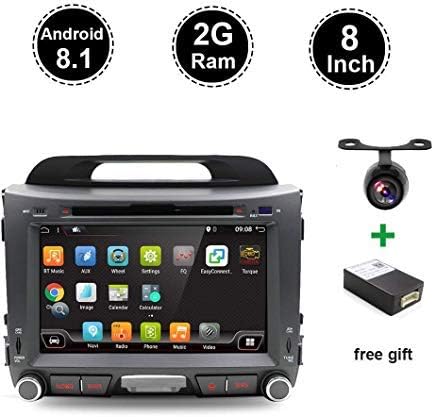 Android 8.1 OS 8"Inch Touch Screen Double Din Android Car Stereo In-Dash GPS Navigation double Din FM AM Radio bt With DVD Player CD USB SD Multimedia Player fit KIA SPORTAGE 2010 2011 2012 2013 2014