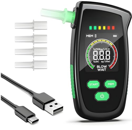Image of S-15 Breath Alcohol Meter, Professional Alcohol Tester, Alcohol Detector with Semiconductor Sensor, Police Accurate with LCD Screen and Acoustic Alarm
