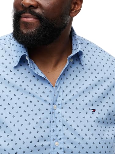 Tommy Hilfiger Herren Hemd Flex Poplin Kurzarm, Blau (Sweet Blue/Allover), 4XL – Ansicht 4
