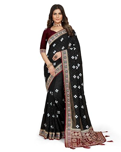 Image of Jaanvi fashion Women's Pasapalli Design Sambalpuri Silk Saree with Swarovski Work & Blouse Piece