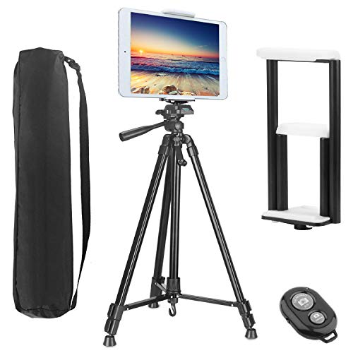 PEYOU Compatible for iPad iPhone Tripod, 62 inch Lightweight Aluminum Phone Camera Tablet