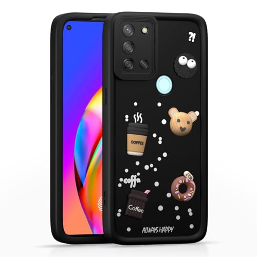 Image of Bintage Cute Fun Taddy| 3D Ball Bear| Donut| Coffee Rubber Case Full Body & Camera Protection Back Cover Compatible for Realme 7i / Realme C17 4G - Black