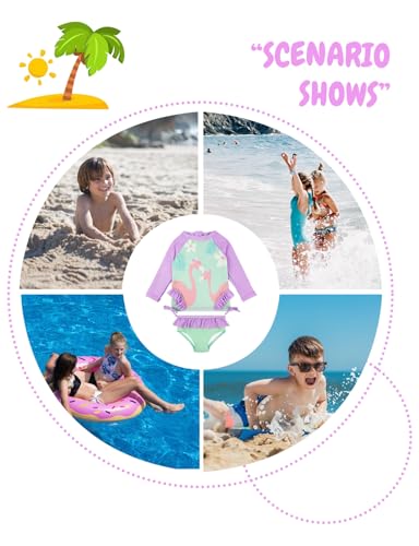 Image of weVSwe Girls Rash Guard Set 2-Piece UPF 50+ Sun Protection Swimsuit 2T-14 Years