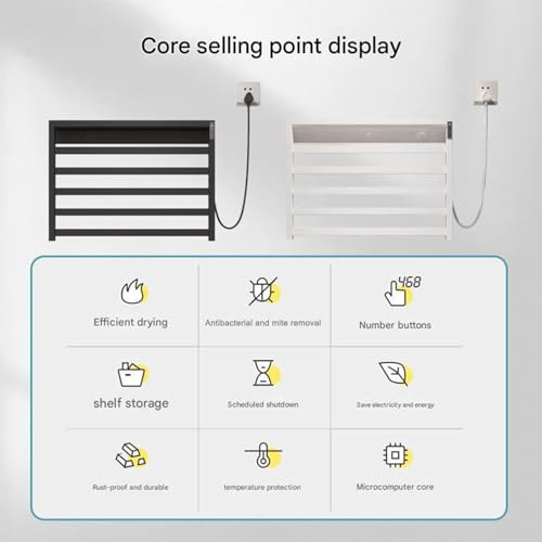 Toallero eléctrico de secado eficiente con función inteligente programable de pared 4