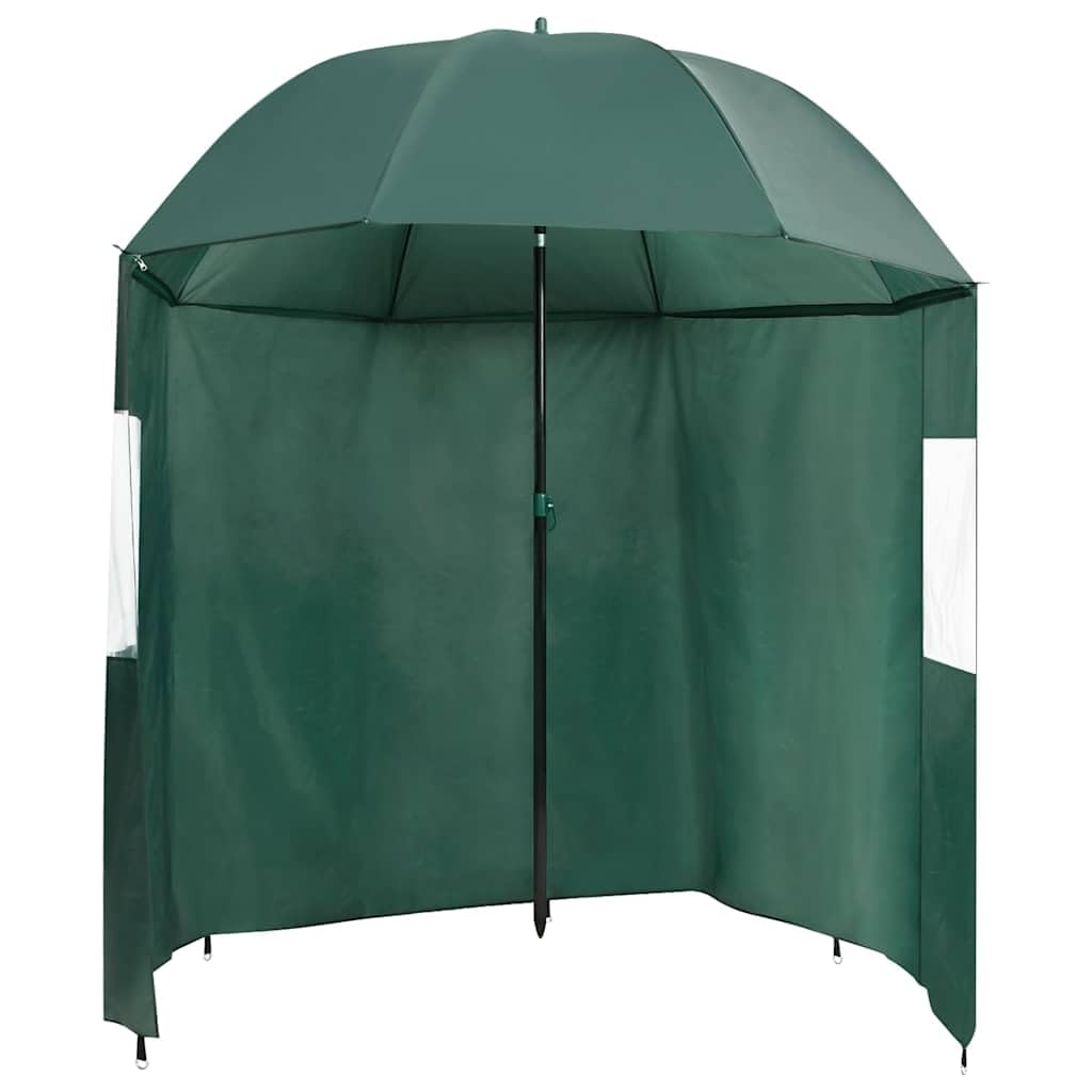 Parasol wędkarski, zielony, 220 x 193 cm, z wytrzymałą ramą i pierwszorzędnym obiciem, parasol plażowy z ochroną przed promieniowaniem UV i praktycznymi ścianami bocznymi do łatwego transportu