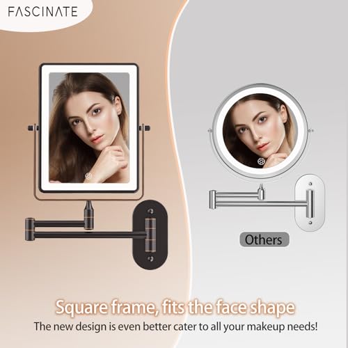 Famihomii 5000mAh Wiederaufladbar Kosmetikspiegel mit LED Beleuchtetung, Schminkspiegel mit 1-/30X Vergrößerung Und Touchschalter Batterie, Dimmbarer Rasierspiegel 360° Schwenkbar Wandmontage (Bronze) 3