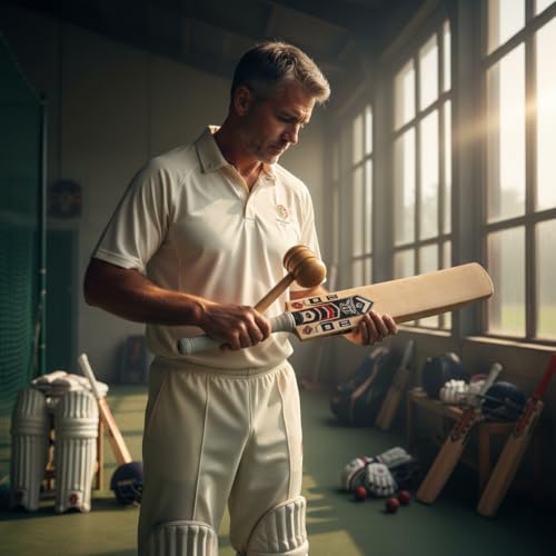 Image of Wooden Cricket Bat Mallet Hammer | Double-Sided Wooden Knocking Mallet for Bat Pressing & Conditioning | Heavy Duty Hammer Tool for Knocking New Bats, Improving Stroke, Shape & Durability