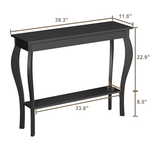 ChooChoo Narrow Console Table, Chic Accent Sofa Table, Entryway Table, 39.3 Inch, Black - Thumbnail 2