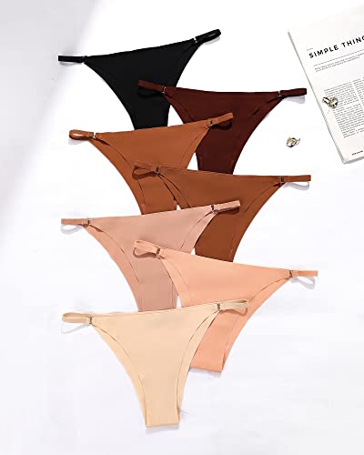 Sharicca Women Seamless Underwear Sexy Low-Rise Bikini Panties No Show Breathable Ladies Soft Stretch Hipster Multi Pack (7P01,S) #TOP6