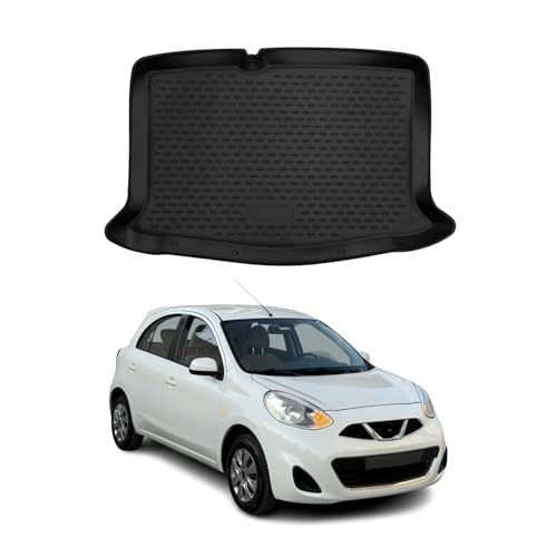 Tapis de coffre Nissan Micra 2017-2024 OMAC en caoutchouc noir sur mesure