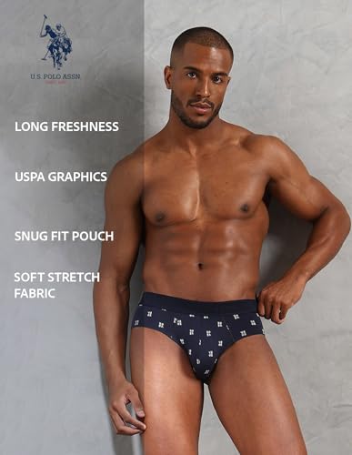 Image of U.S. Polo ASSN. Mens OEB16 Low Rise Printed Underwear Briefs - Pack of 3