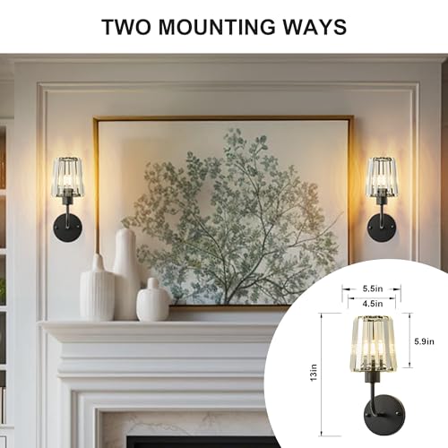 Image of KARTOOSH Hardwired Crystal Wall Sconces Set of 2