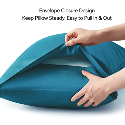 Image of BEDELITE Cooling Pillow Cases Queen 2Pcs, Rayon Made from Bamboo, Teal | Cooling and Breathable Pillow Cover for Hot Sleepers & Night Sweats, Silky Soft Cozy, Envelope Closure, 20 inchx30 inch