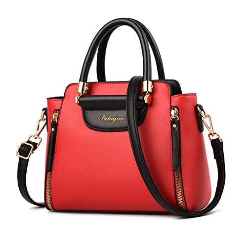 Sac à main femme NICOLE & DORIS rouge en PU cuir avec poignée et bandoulière
