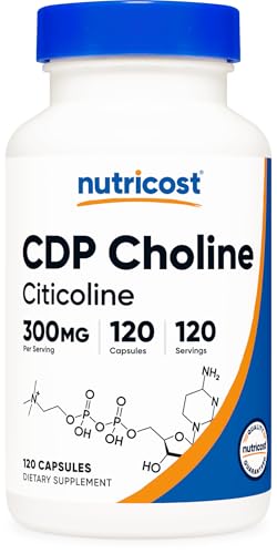 Nutricost CDP Choline (Citicoline) 300mg 120 Vegetarian Capsules GMO-Free